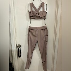 L'ATISTE Tan Track Pants with Elastic Waistbands